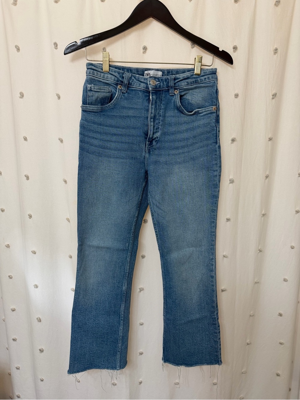 Zara Medium Blue Flare Crop Jeans